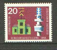 Germany - West 1965 Semaphore Station & Signal Tower 20pf from Transport Exhibition set unmounted mint SG 1392*, stamps on communications, stamps on radio