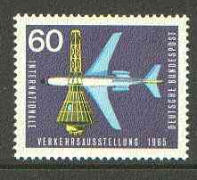 Germany - West 1965 Boeing 727 & Space capsule 60pf from Transport Exhibition set unmounted mint SG 1394*, stamps on aviation, stamps on space