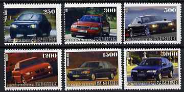 Buriatia Republic 1996 Cars set of 6 values unmounted mint, stamps on cars   ford    audi   bmw   pontiac    mercedes   nissan