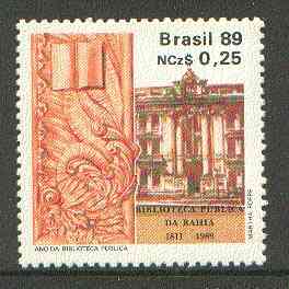 Brazil 1989 Public Library unmounted mint SG 2344*, stamps on libraries