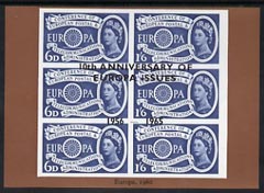 Exhibition souvenir sheet for 1965 - 10th Anniversary of Europa Issues, brown border unmounted mint, stamps on cinderella, stamps on stamp exhibitions, stamps on europa
