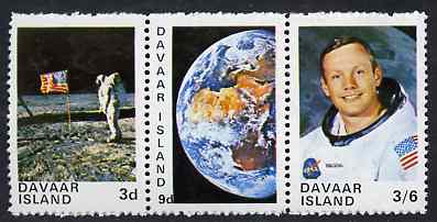 Davaar Island 1970 Apollo 11 Moon Landing unmounted mint perf set of 3, stamps on space