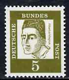 Germany - West 1961 Albertus Magnus 5pf (philosopher) on ordinary paper (from famous Germans def set) unmounted mint SG 1261A, stamps on personalities, stamps on philosophy