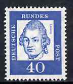 Germany - West 1961 Gotthold Lessing 40pf (Writer) on ordinary paper (from famous Germans def set) unmounted mint SG 1269A*, stamps on , stamps on  stamps on personalities, stamps on literature