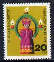 Germany - West 1971 Humanitarian Relief - Christmas (Angel & Candles) unmounted mint SG 1611*, stamps on christmas, stamps on angels, stamps on candles