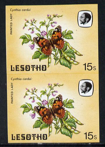 Lesotho 1984 Butterflies Painted Lady 15s in unmounted mint imperf pair, extremely scarce, stamps on butterflies