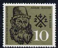 Germany - West 1959 Death Anniversary of Adam Riese (Mathematician) unmounted mint SG 1225*, stamps on maths