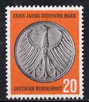 Germany - West 1958 Tenth Anniversary of Currency Reform unmounted mint SG 1209*, stamps on coins, stamps on finance, stamps on banking