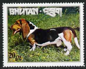 Bhutan 1973 Basset Hound 20ch from Dogs set unmounted mint, Mi 539*, stamps on dogs, stamps on basset