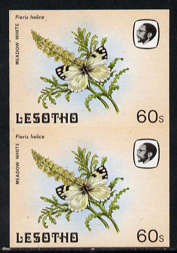 Lesotho 1984 Butterflies Meadow White 60s in unmounted mint imperf pair, stamps on butterflies