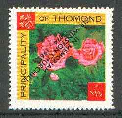 Thomond 1965 Roses 1/2p (Diamond shaped) with Sir Winston Churchill - In Memorium overprint in black with opt inverted* unmounted mint, stamps on flowers, stamps on roses, stamps on churchill