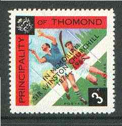 Thomond 1965 Hurling 3d (Diamond-shaped) with 'Sir Winston Churchill - In Memorium' overprint in black unmounted mint*, stamps on hurling, stamps on sport, stamps on churchill, stamps on 