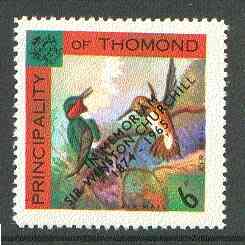Thomond 1965 Hummingbirds 6d (Diamond-shaped) with 'Sir Winston Churchill - In Memorium' overprint in black unmounted mint*, stamps on birds, stamps on humming-birds, stamps on hummingbirds, stamps on churchill, stamps on 