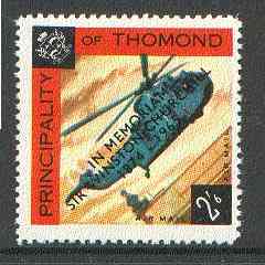 Thomond 1965 Helicopter 2s6d (Diamond shaped) with Sir Winston Churchill - In Memorium overprint in black unmounted mint*, stamps on aviation, stamps on churchill, stamps on helicopters