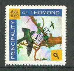 Thomond 1963 Martin 9d (Diamond-shaped) with In Memorium - J F Kennedy overprint unmounted mint*, stamps on birds, stamps on kennedy