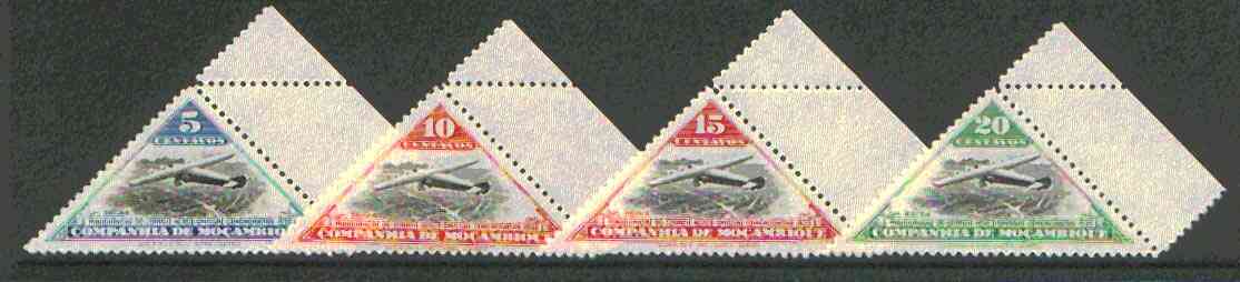 Mozambique Company 1935 Armstrong Whitworth 5c, 10c, 15c & 20c triangulars unmounted mint, SG 261-64, stamps on aviation, stamps on armstrong, stamps on triangulars