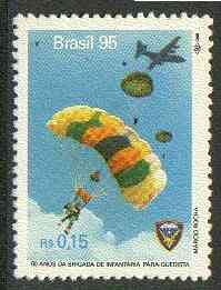 Brazil 1995 Parachute Infantry Brigade 15c unmounted mint SG 2717*, stamps on militaria, stamps on parachutes, stamps on aviation