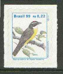 Brazil 1997 Birds - Flycatcher 22c self-adhesive unmounted mint, SG 2843*, stamps on birds, stamps on self adhesive