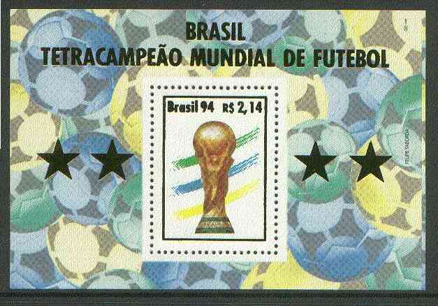 Brazil 1994 World Cup Football perf m/sheet 2r14 unmounted mint, stamps on sport, stamps on football