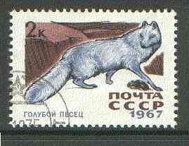 Russia 1967 Arctic Fox 2k from Fur Bearing Animals set fine used, SG 3452*, stamps on animals, stamps on  fox , stamps on foxes, stamps on  