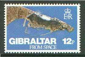 Gibraltar 1978 Gibraltar from Space 12p unmounted mint SG 398*, stamps on maps, stamps on space