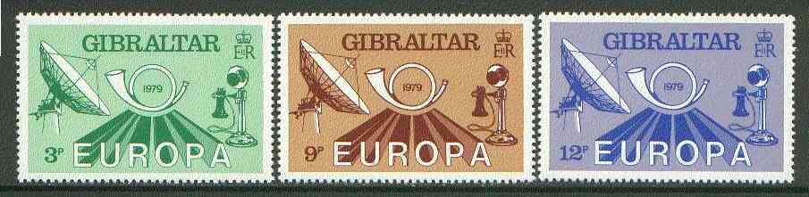 Gibraltar 1979 Europa Communications set of 3 unmounted mint SG 420-22*, stamps on , stamps on  stamps on europa, stamps on communications, stamps on telephones