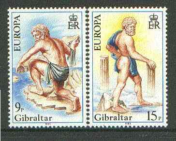 Gibraltar 1981 Europa Folklore (Hercules) set of 2 unmounted mint SG 444-45*, stamps on europa, stamps on myths, stamps on mythology