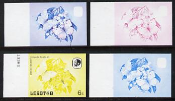 Lesotho 1984 Butterflies African Migrant 6s value x 4 imperf progressive proofs comprising various individual or combination composites unmounted mint, stamps on butterflies