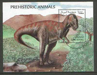 Somalia 1999 Dinosaurs perf m/sheet cto used, stamps on dinosaurs