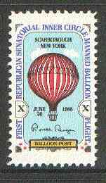 United States 1978 First Republican Senatorial Inner Circle Manned Balloon Flight Label (with Ronald Reagans signature) unmounted mint*, stamps on aviation, stamps on balloons, stamps on cinema, stamps on constitutions, stamps on films
