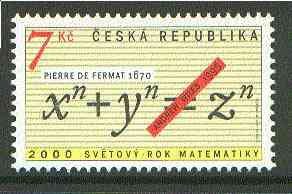 Czech Republic 2000 World Year of Mathematics unmounted mint*, stamps on maths, stamps on science
