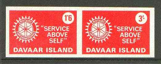 Davaar Island 1965 Rotary Clubs se-tenant imperf set of 2 (1s6d & 3s red) unmounted mint, stamps on rotary