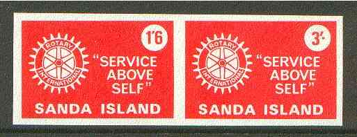 Sanda Island 1965 Rotary Clubs se-tenant imperf set of 2 (1s6d & 3s red) unmounted mint, stamps on rotary