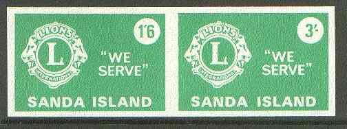 Sanda Island 1965 Lions International se-tenant imperf set of 2 (1s6d & 3s green) unmounted mint, stamps on rotary, stamps on lions int