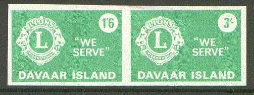 Davaar Island 1965 Lions International se-tenant imperf set of 2 (1s6d & 3s green) unmounted mint, stamps on rotary, stamps on lions int