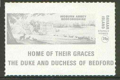 Davaar Island 1973 Woburn Abbey 20p grey Rouletted with tab (Home of their Graces The Duke & Duchess of Bedford) unmounted mint, stamps on stately homes, stamps on buildings