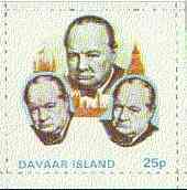 Davaar Island 1973 Churchill Commen unmounted mint 25p rouletted (square), stamps on churchill, stamps on personalities