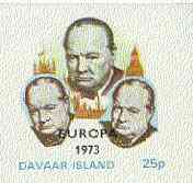 Davaar Island 1973 Churchill Commen unmounted mint 25p imperf (square) optd EUROPA 1973, stamps on churchill, stamps on personalities, stamps on europa