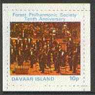 Davaar Island 1973 Tenth Anniversary of Forest Philharmonic Orchestra 10p rouletted m/sheet unmounted mint, stamps on music