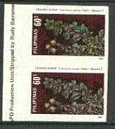 Philippines 1985 Medicinal Plants 60s (Carmona retusa) imperf pair on gummed wmk'd paper (from the single imperf archive sheet) as SG 1883, stamps on , stamps on  stamps on medical, stamps on plants, stamps on flowers, stamps on medicinal plants
