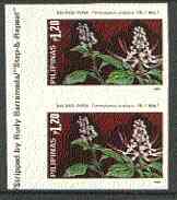 Philippines 1985 Medicinal Plants 1p20 (Orthosiphon aristatus) imperf pair on gummed wmk'd paper (from the single imperf archive sheet) as SG 1884, stamps on medical, stamps on plants, stamps on flowers, stamps on medicinal plants