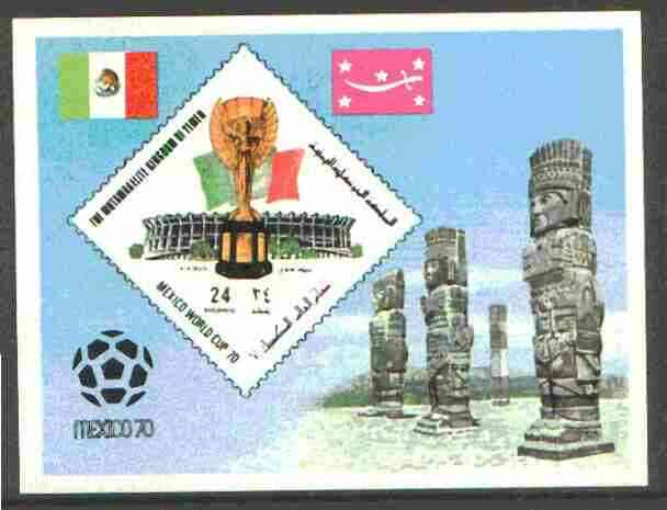 Yemen - Royalist 1970 World Cup Football 24b value (diamond shaped) imperf m/sheet unmounted mint , stamps on football, stamps on sport