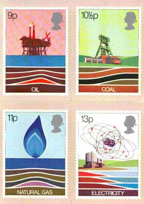 Great Britain 1978 Energy Resources set of 4 PHQ cards unused and pristine, stamps on science, stamps on  oil , stamps on chemistry, stamps on energy, stamps on coal, stamps on mining, stamps on atomics