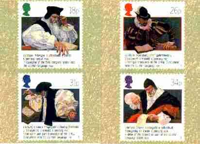 Great Britain 1988 Welsh Bible 400th Anniversary set of 4 PHQ cards unused and pristine, stamps on religion, stamps on writing, stamps on bibles