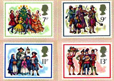 Great Britain 1978 Christmas set of 4 PHQ cards unused and pristine, stamps on christmas, stamps on music, stamps on dancing