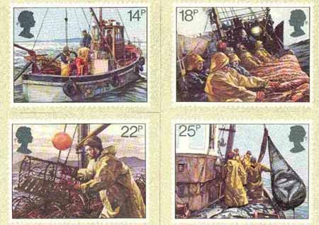 Great Britain 1981 Fishing Industry set of 4 PHQ cards unused and pristine, stamps on fishing