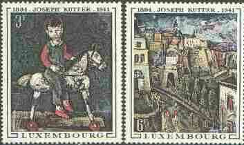 Luxembourg 1969 75th Birth Anniversary of Joseph Kutter (painter) set of 2 unmounted mint, SG 838-39*, stamps on arts, stamps on horse, stamps on horses