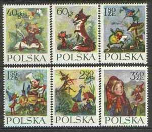 Poland 1962 Maria Konopnickas Fairy Tale set of 6 unmounted mint, SG 1351-56, Mi 1364-69, stamps on fairy tales, stamps on frogs, stamps on fox, stamps on , stamps on  fox , stamps on foxes, stamps on 