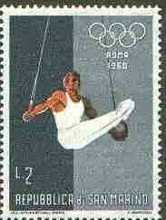 San Marino 1960 Gymnastics 2L (from Olympic Games set) unmounted mint SG 604*, stamps on sport, stamps on gymnastics, stamps on  gym , stamps on gymnastics, stamps on 