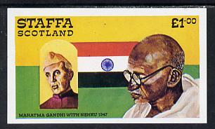 Staffa 1979 Gandhi imperf souvenir sheet (Â£1 value) unmounted mint, stamps on personalities   flags    gandhi, stamps on  law , stamps on 